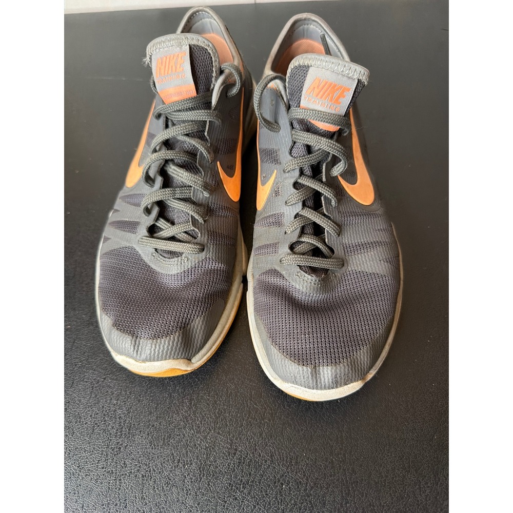 Nike Womens Grey Orange Mesh Training Athletic Shoes 683138-013 Size 9.5